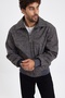 New Season Men's Washed Gray Leather Coat Lns58529Y - 3