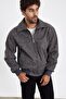 New Season Men's Washed Gray Leather Coat Lns58529Y - 5