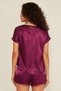 080 Women's Satin T-Shirt Shorts Set Purple - 4