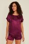 080 Women's Satin T-Shirt Shorts Set Purple - 3