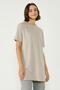 Crew Neck Half Sleeve Slit 2-Piece Long T-Shirt 963 Gray/Tile - 2