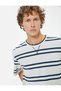Short Sleeve T-Shirt with Crew Neck and Stitching Detail in Cotton Blend