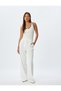 Color Contrast Buttoned U Collar Slim Fit Viscose Corded Tank Top - 2