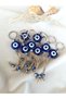Nazar Boncuk Keychain 5 Pieces Evil Eye Repellent Evil Eye Hand Made Wicker Blue Beaded Evil Eye Car Ornament - 4