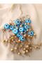Evil Eye Bead Keychain Blue 10 Pieces Evil Eye Repellent Wooden Beaded Evil Eye Hand Made Wicker Evil Eye Keychain - 3