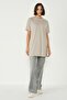 Crew Neck Half Sleeve Slit 2-Piece Long T-Shirt 963 Gray/Tile - 5