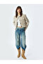 Round Neck Buttoned Pocketed Textured Stamped Crop Jacket - 2