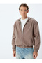 Zippered Cotton Pocket Detailed Embroidered Hooded Denim Jacket - 2