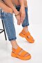 Plus-plus029-2306 Women's Thick Sole Lightweight Very Comfortable Orange Sandals