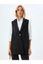 Single Button Belted Blazer Vest - 3