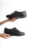 Plus-Plus014-0012 Genuine Leather Orthopedic Lace-up Zippered Women's Black Ballet Flats Flats - 6