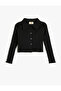 Polo Collar T-Shirt Ribbed Long Sleeve Snap Closure Cotton