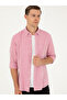 Red Slim Fit Linen Blended Shirt 50266184-Vr030 - 3
