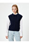 Knitwear Textured Sleeveless Sweater with Crew Neck - 3