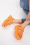 Plus-plus029-2306 Women's Thick Sole Lightweight Very Comfortable Orange Sandals - 4