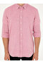 Red Slim Fit Linen Blended Shirt 50266184-Vr030 - 6