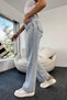 Lisbon Blue Light Snow Lycra Super High Waist Loose Jeans Palazzo Trousers (SUPER HIGH) Wide Leg - 4