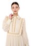 LAYERED RUFFLE DETAIL SHIMMERY DRESS Ecru - 2