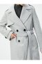 Long Kachet Coat Belted Waist Double Breasted Buttoned Pocket - 5