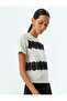 Short Sleeve Crew Neck Cotton Lace Detail T-Shirt