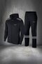 Men's Black New Supra Combed Cotton Fabric Casual Sports Tracksuit Set with Zipper Pockets S-3Xl