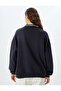 Oversize Sweatshirt V-Neck Slogan Printed Bias Tape - 4