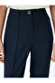 Standard Waist Straight Wide Leg Fabric Trousers with Pockets - 5
