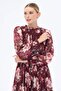 Ribbed Lace Chiffon Dress Burgundy - 4
