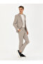 Beige Slim Fit Wool Cashmere Blended Striped Fabric Pants 50272619-Vr011 - 3