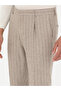 Beige Slim Fit Wool Cashmere Blended Striped Fabric Pants 50272619-Vr011 - 6