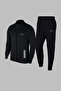 New Series Men's Black Supra Combed Cotton Fabric Pocket Detailed Comfortable Tracksuit Set S-3Xl