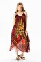 Strappy Voile Aphrodite Midi Length Summer Dress Burgundy-Cream 6078