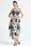 Strappy Voile Aphrodite Midi Length Summer Dress Green-White 6197 - 5