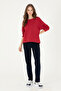Women's Red Basic Crew Neck Sweatshirt 50296919-Vr030 - 4