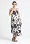 Strappy Voile Aphrodite Midi Length Summer Dress Green-White 6197 - 4