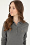 Women's Anthracite Melange Basic Polo Neck Sweatshirt 50296941-Vr081 - 2