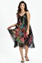 Strappy Voile Aphrodite Midi Length Summer Dress Black-White 6063