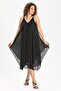 Strappy Voile Aphrodite Midi Summer Dress Black 6051