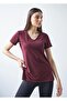 V-Neck Bol Cut Short Sleeve Slit Detail Long Tshirt