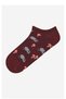 Animal World 3-Piece Claret Red Multi-Colored Toe Seamless Booties Socks - 4