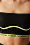 Black Piping Detailed Slogan Sports Bra - 3