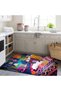 Lina Collection Multicolored Ethnic Patterned Room and Cat Woven Base Modern Decorative Carpet Lina26 - 2