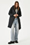 Women's Sporty Hooded Quilted Black Coat - 7