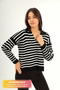 Women's New Season Wide Casual Fit Comfort Model Standard Size Polo Neck Striped Knitwear Sweater - 2