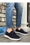 BA0337 Genuine Nubuck Leather Inside and Outside Classic Navy Blue Casual Men's Shoes