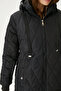 Women's Sporty Hooded Quilted Black Coat - 3