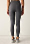 High Waist Dark Gray Soft Leggings - Ankle Length - 6