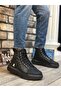 BA0159 Lace-up Black Quilted Men's High Sole Sports Boots