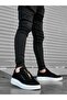 BA0310 BOA Thick Suede High Sole Zippered Black and White Men's Shoes - 2