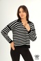 Women's New Season Wide Casual Fit Comfort Model Standard Size Polo Neck Striped Knitwear Sweater - 8